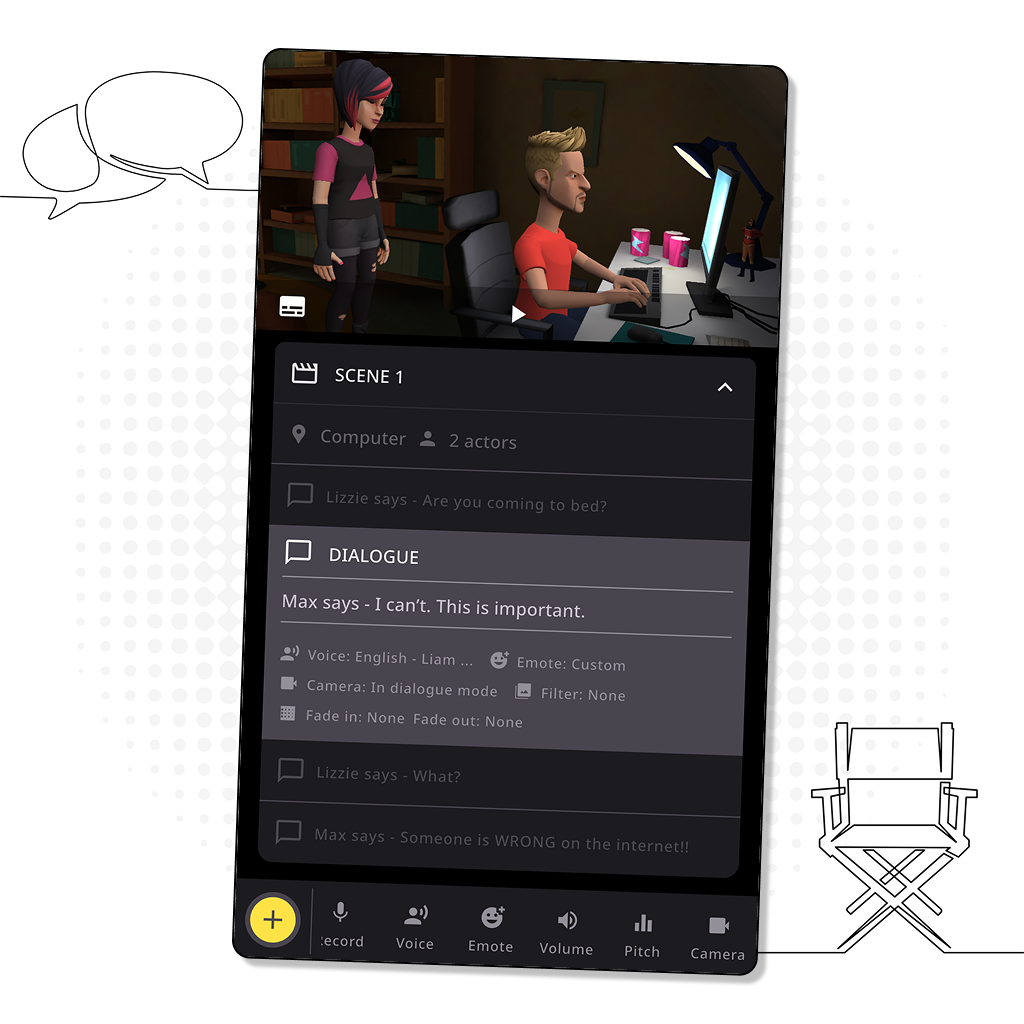 Screenshot from Plotagon Studio mobile app.