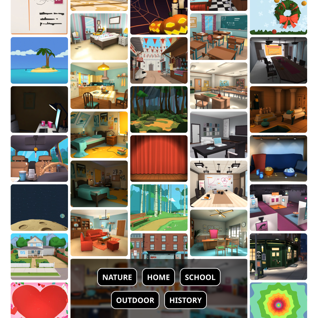 A collage of virtual locations.